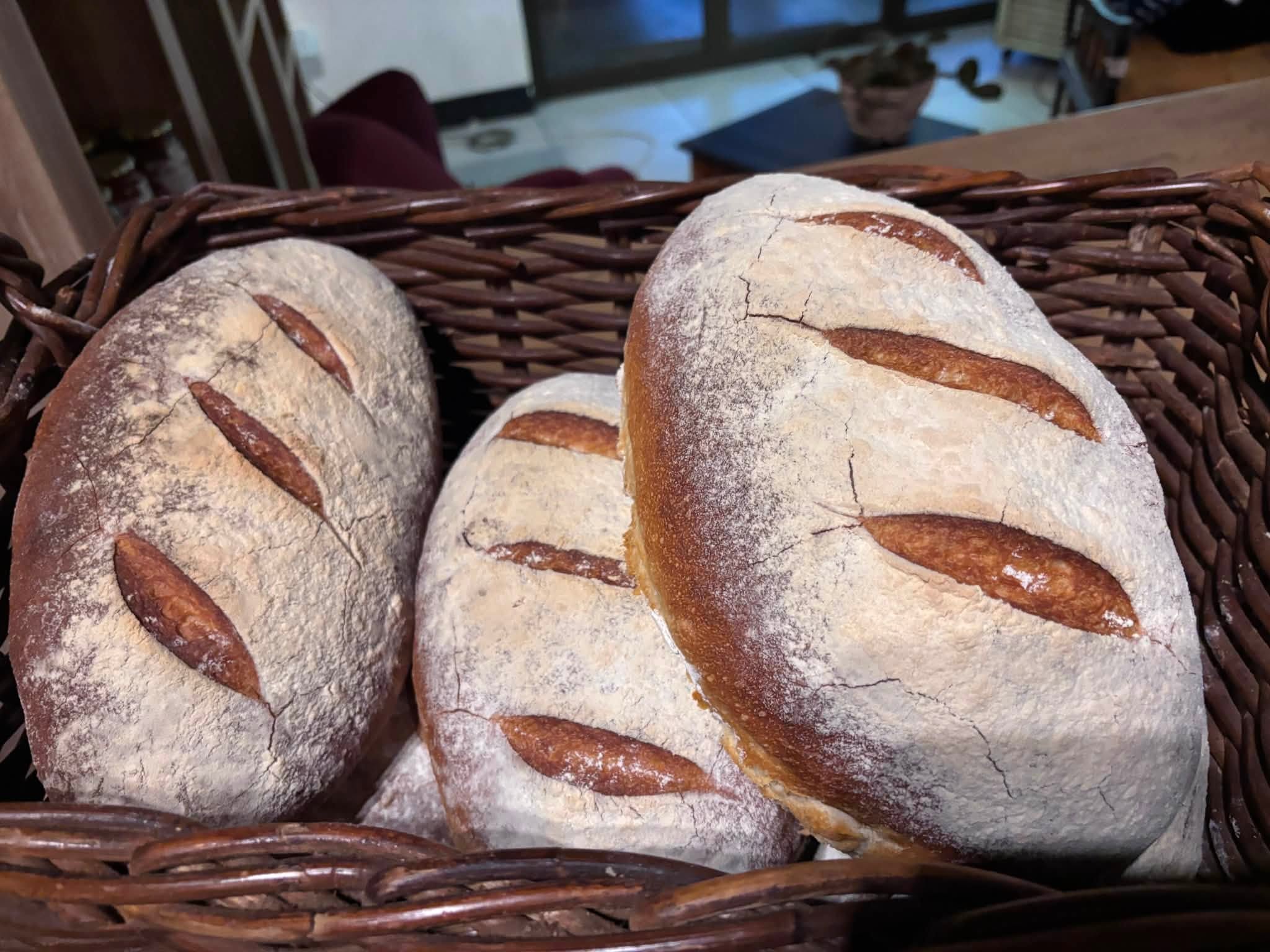Freshly baked artisan loaves at Café Crust